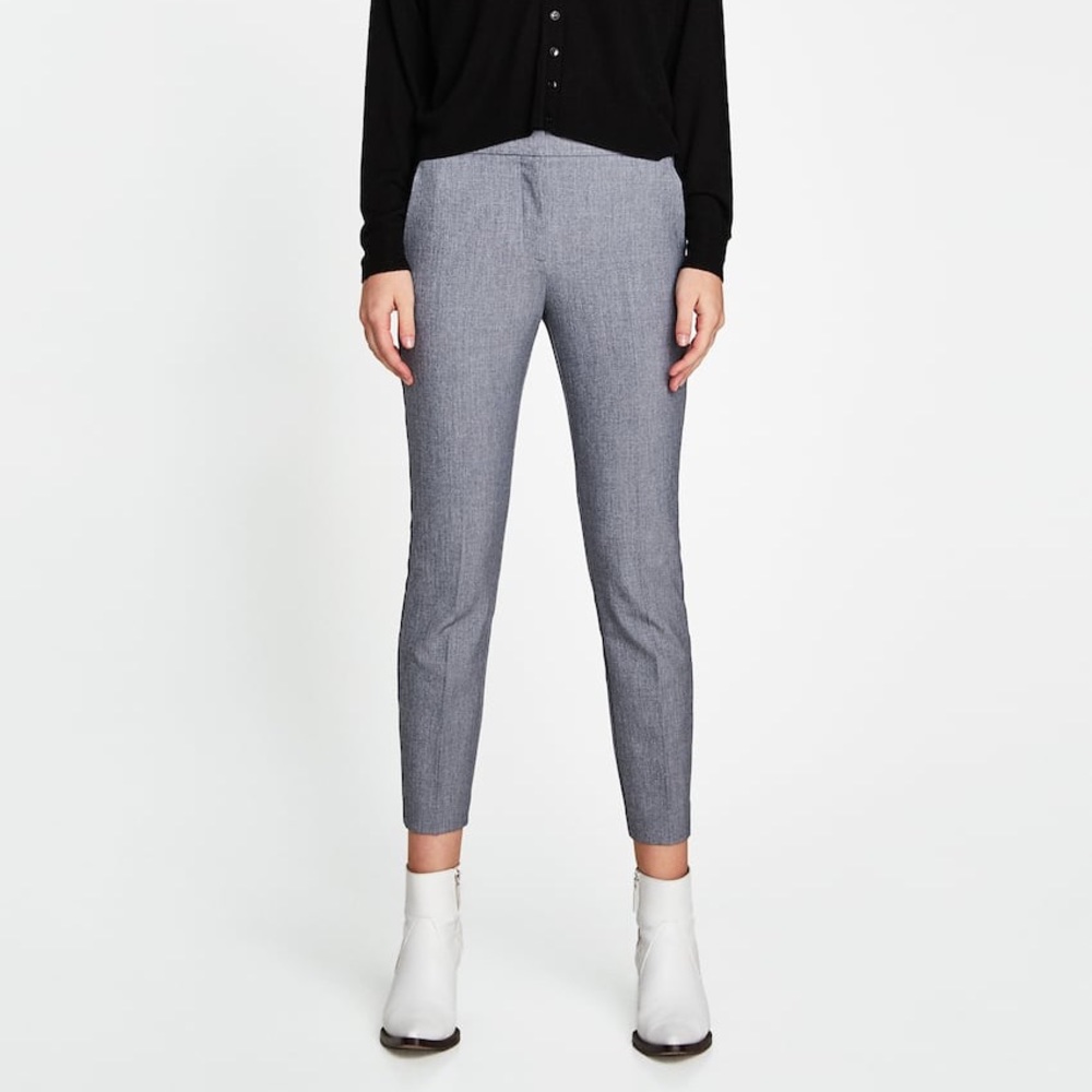 Zara Basic Checked Striped Pants Sz S - image 1